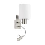 Eglo Luce Da Parete Pasteri Acciaio Nichel Satinato 40 | IP20 - Incl. Faretti e Escl. 1x E27