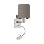 Eglo Luce Da Parete Pasteri Acciaio Nichel Satinato 40 | IP20 - Incl. Faretti e Escl. 1x E27