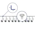Set completo 1-Fase Rail L 2 x 2 Metro Bianca | incl. 10x Faretti + GU10 2700K 3W Dimmerabile + Tappo Di Chiusura, Connettore di Alimentazione e L -Connettore